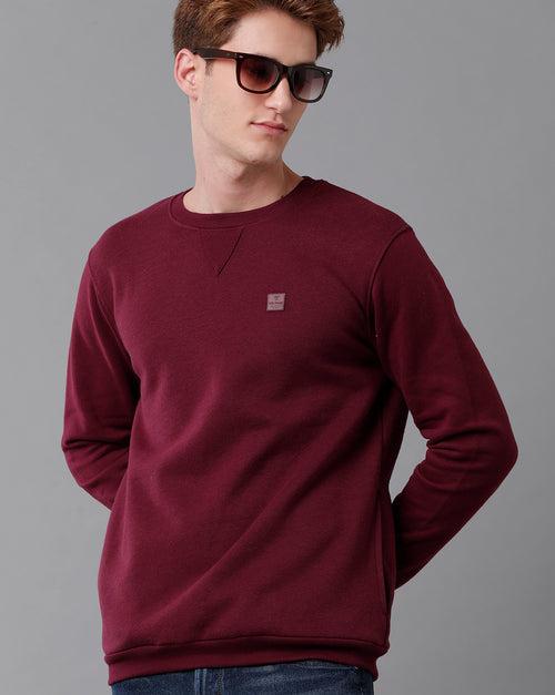 Men Solid Regular Fit Casual Sweatshirt