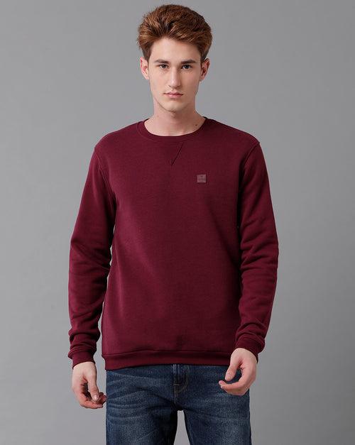 Men Solid Regular Fit Casual Sweatshirt