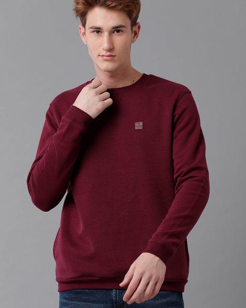 Men Solid Regular Fit Casual Sweatshirt