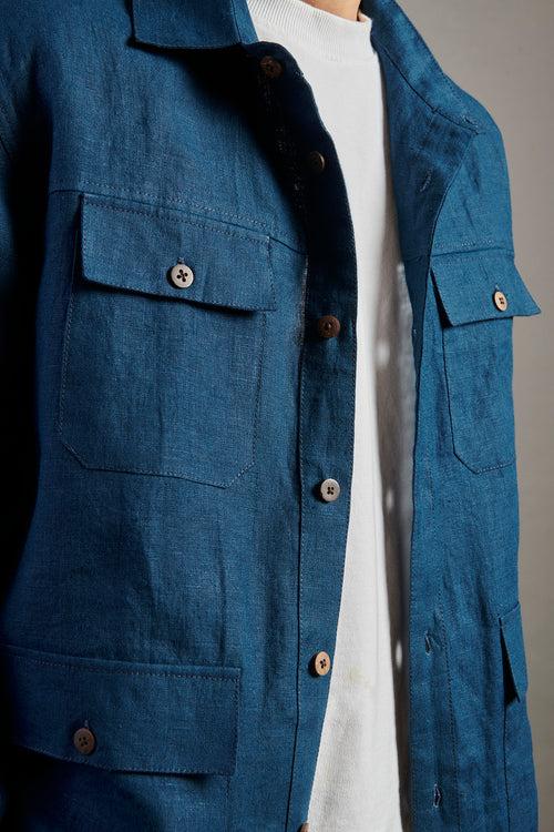 Indigo Linen Men's Overshirt