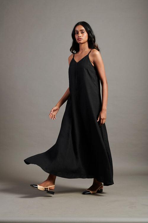 Kohl Linen Flared Slip Dress