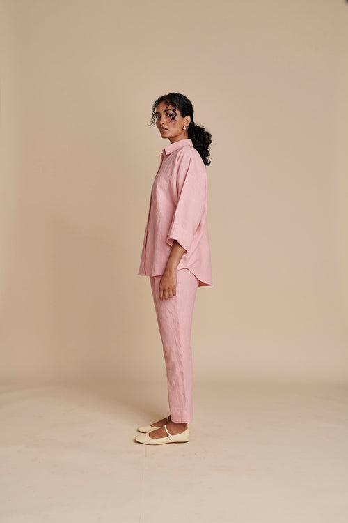 Candy Floss Linen Oversized Flared Shirt