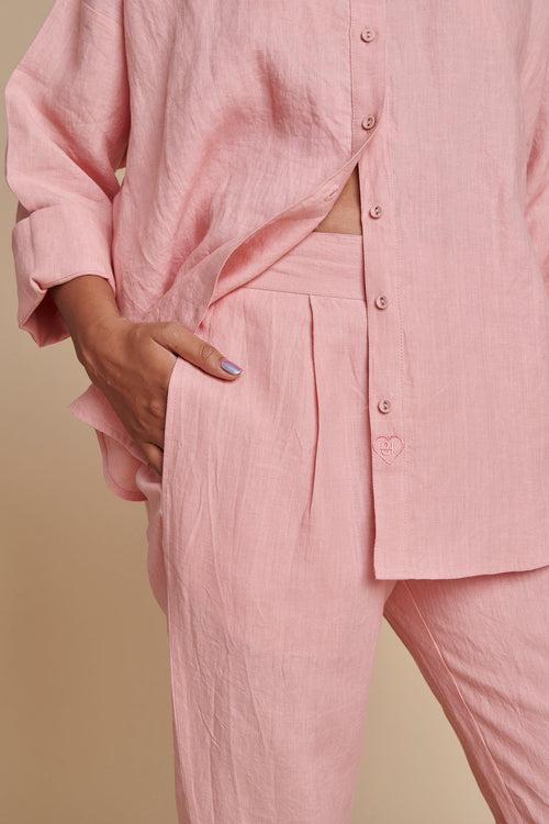 Candy Floss Linen Oversized Flared Shirt