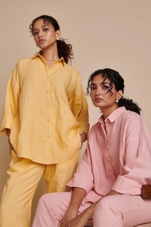 Candy Floss Linen Oversized Flared Shirt