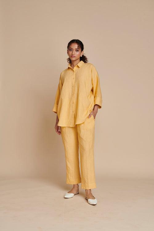 Butterscotch Linen Oversized Flared Shirt