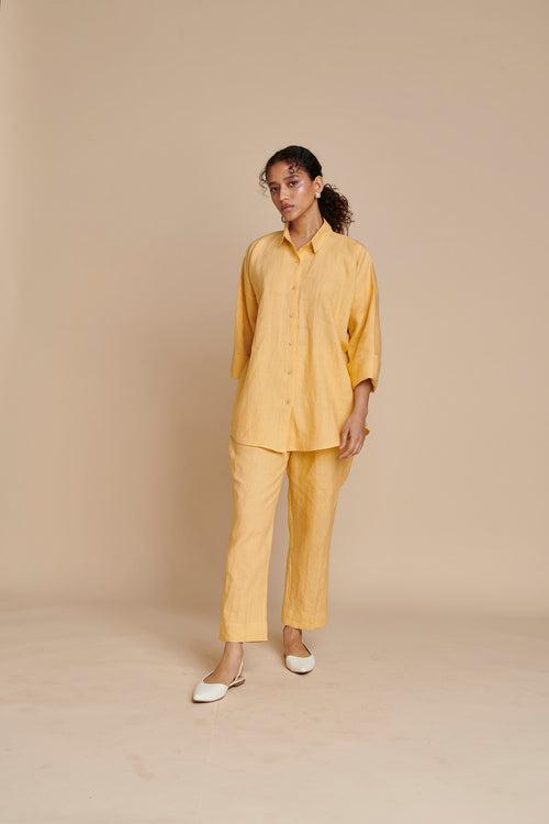 Butterscotch Linen Oversized Flared Shirt