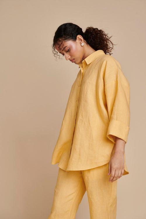 Butterscotch Linen Oversized Flared Shirt