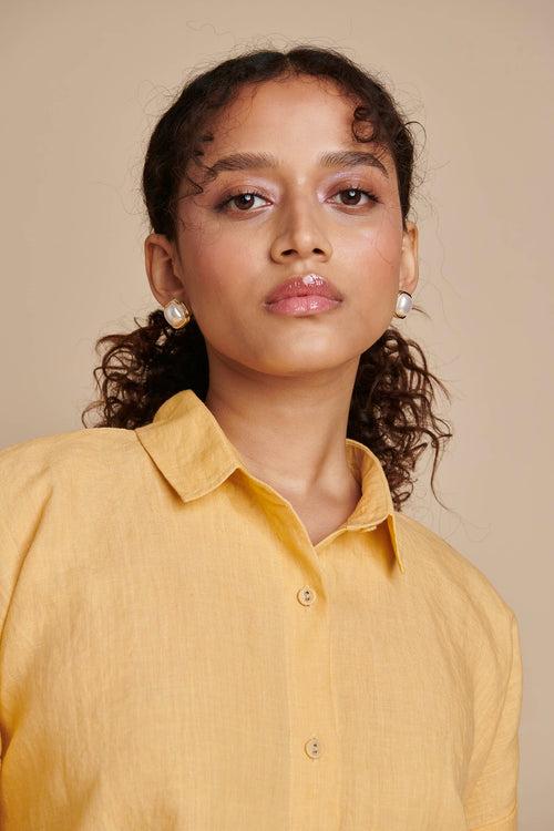 Butterscotch Linen Oversized Flared Shirt