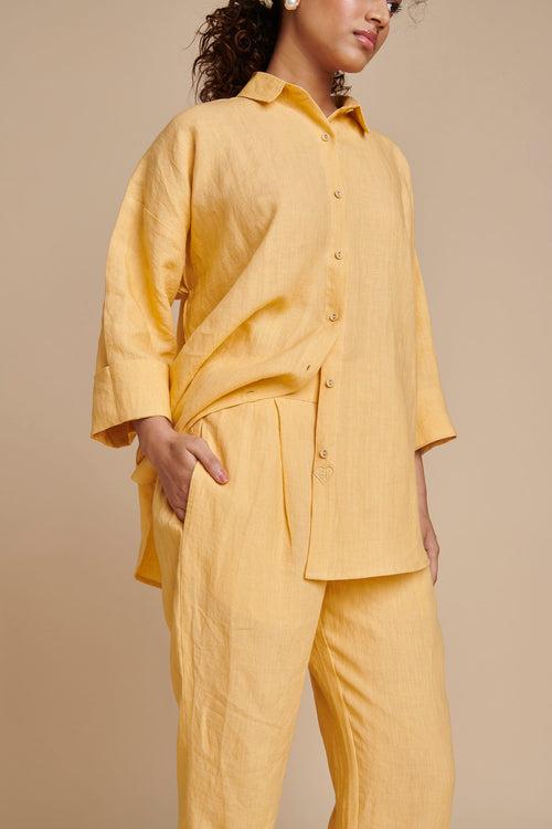 Butterscotch Linen Oversized Flared Shirt