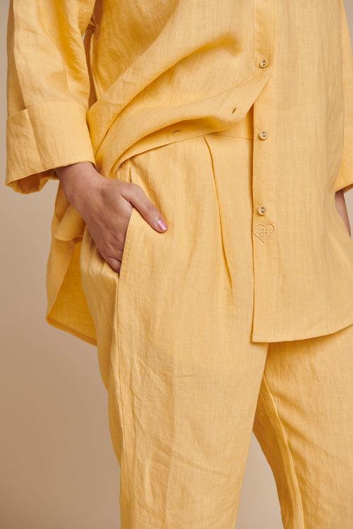 Butterscotch Linen Oversized Flared Shirt