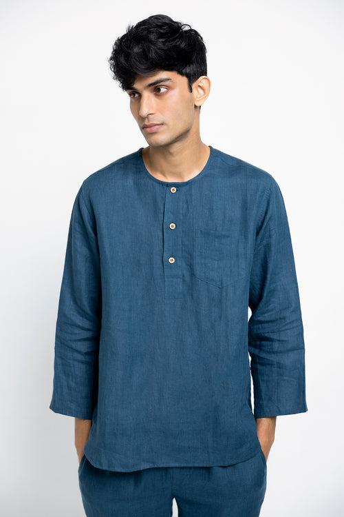 Indigo Linen Men's Pyjama Set