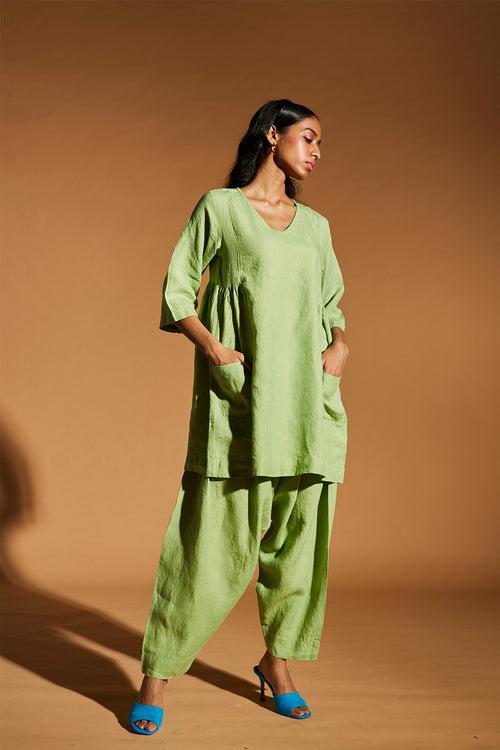 Pista Linen Women's Kurta Set