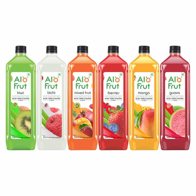 Alo Frut Assorted Aloevera Chunks & Juice 1ltr (Pack of 6)