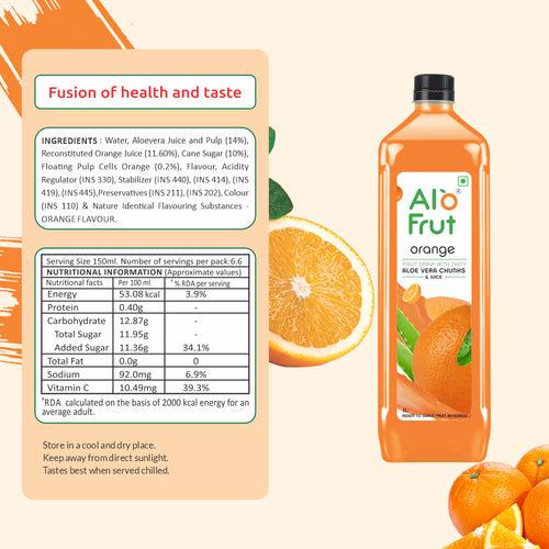 Alo frut Orange Aloevera Chunks & Juice 1 ltr