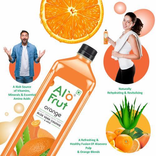 Alo frut Orange Aloevera Chunks & Juice 1 ltr