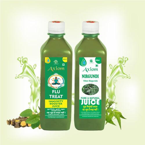 Axiom Malaria Dengue Combo of Flu treat Juice 500ml+Nirgundi Juice 500ml