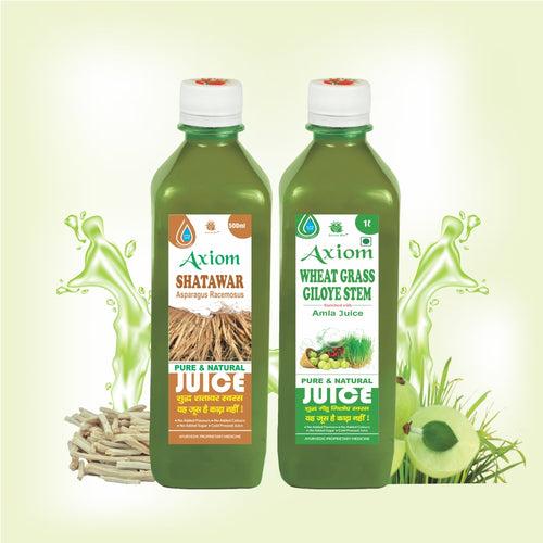 Axiom Pregnancy tonic Combo of Shatawar Juice 500ml+Wheatgrass Giloye Stem 500ml