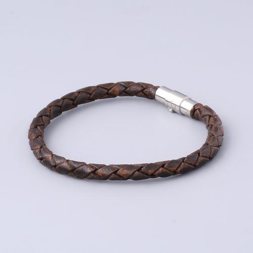 Braided Dark Brown Leather Bracelet