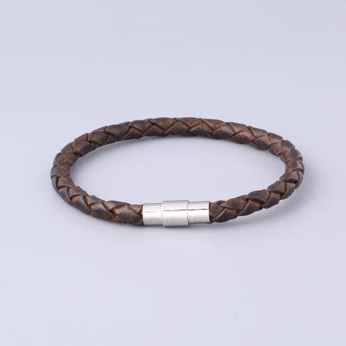 Braided Dark Brown Leather Bracelet