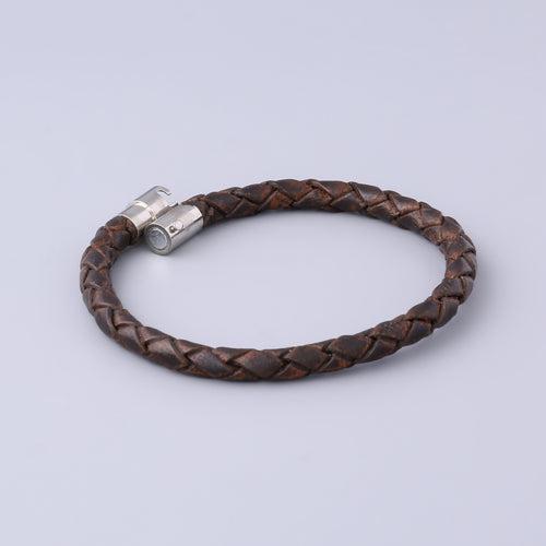 Braided Dark Brown Leather Bracelet