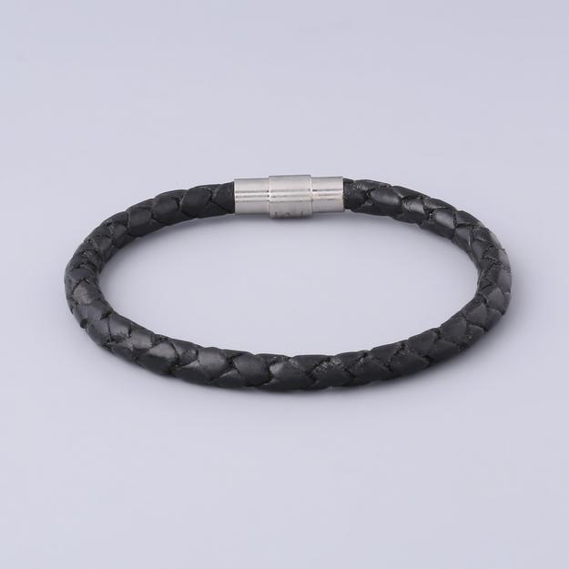 Braided Black Leather Bracelet