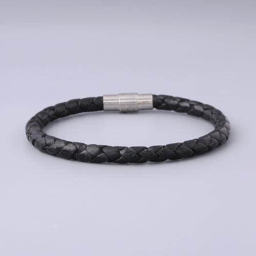 Braided Black Leather Bracelet