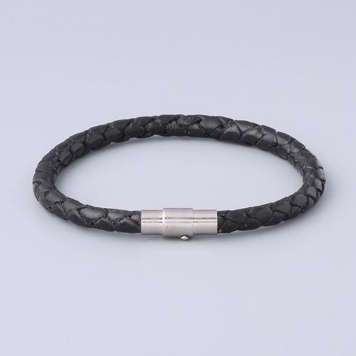 Braided Black Leather Bracelet