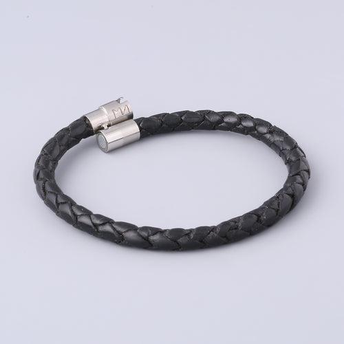 Braided Black Leather Bracelet