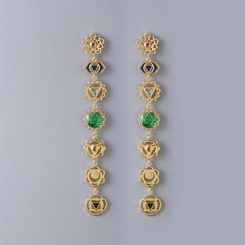 Chakra Shoulder Duster Earrings - Gold