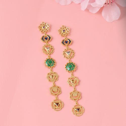 Chakra Shoulder Duster Earrings - Gold