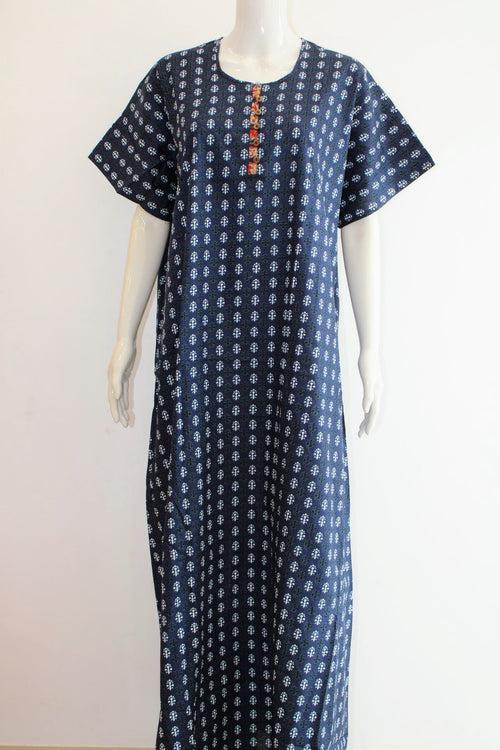 Pure Cotton Maxi Night Dress with Pocket  | XL