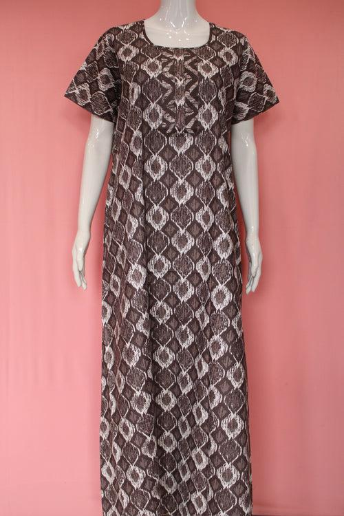 Pure Cotton Printed Maxi Nighty with Pocket | XL