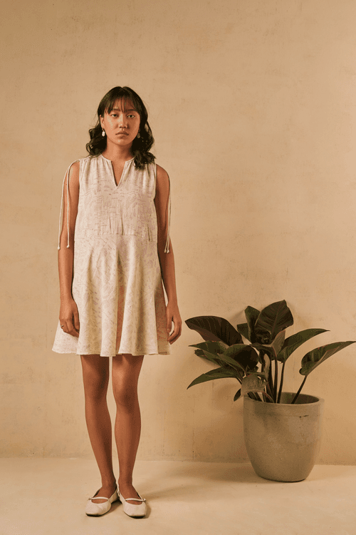 The Coral Tide Handwoven Dress