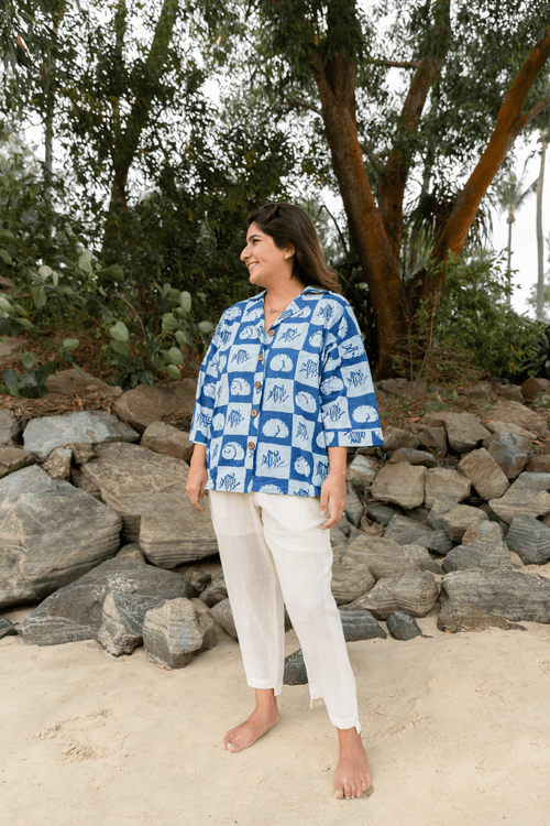 The Ocean Dabu Print Poplin Shirt