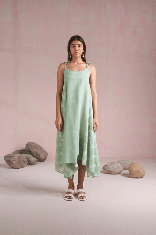 The Wavy tie dye handspun handwoven organic cotton maxi dress