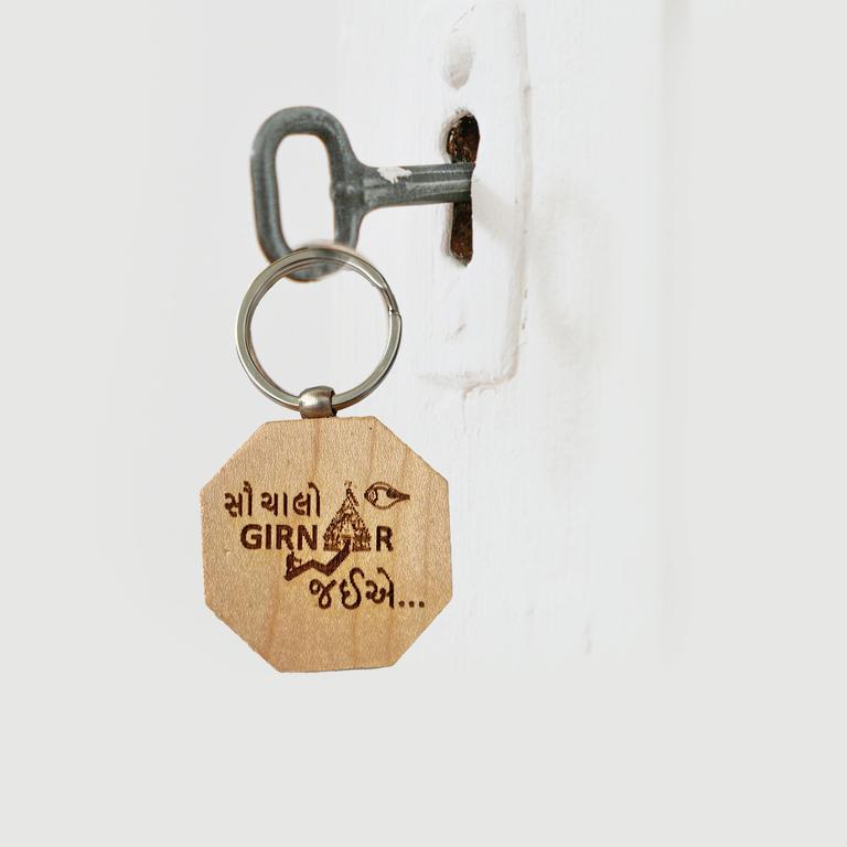 Two Sided Wooden Key chain Multi language