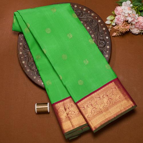 Parrot Green Kanjivaram Silk Saree