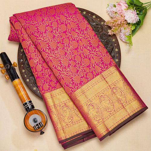 Pink Pure Kanjivaram Brocade Silk Saree