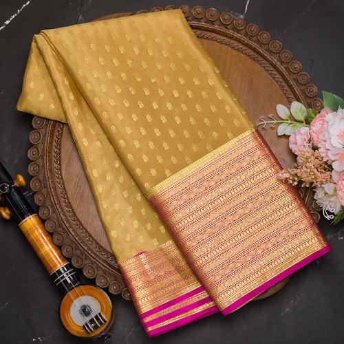 Gold Pure mysore crepe silk saree