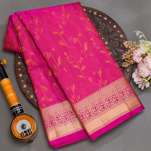 Pink handloom silk saree