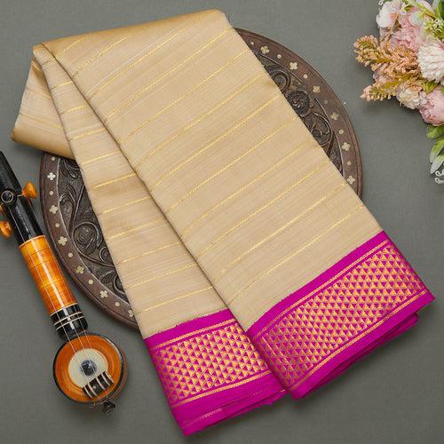 Cream Kanjeevaram Silk Saree