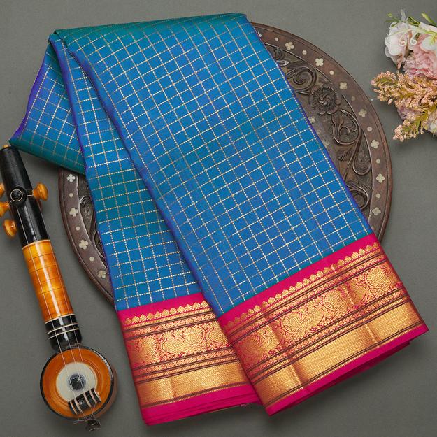 Indigo Blue Kanjeevaram Silk Saree