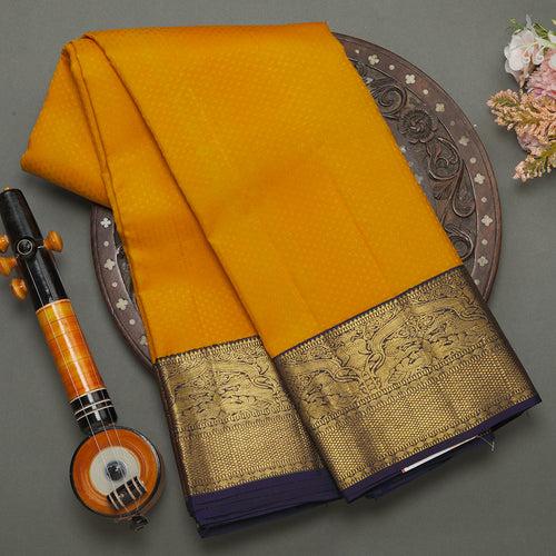 Mustard Yellow Kanjeevaram Silk Saree