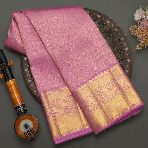 Pink Kanjeevaram Brocade Silk Saree