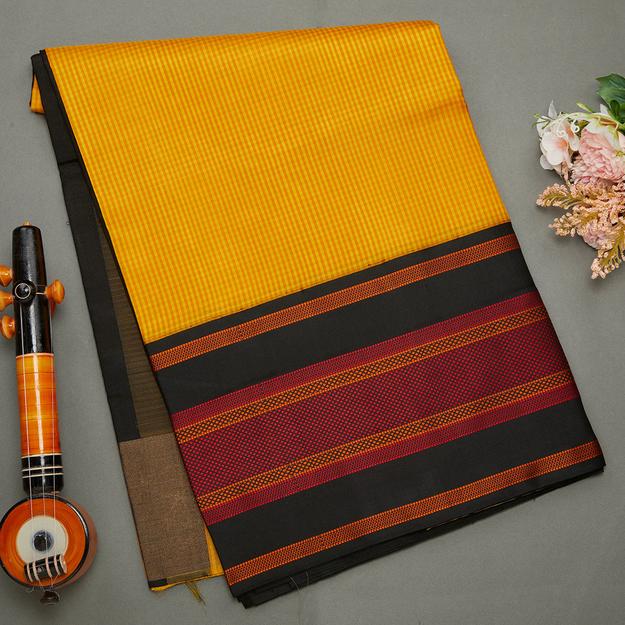 Mustard Resham Weaving Silk Saree