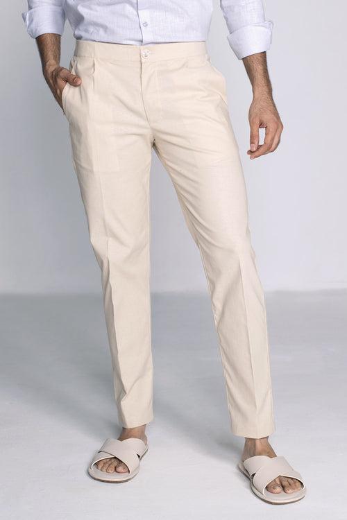 Easy Linen Smooth Beige Trouser