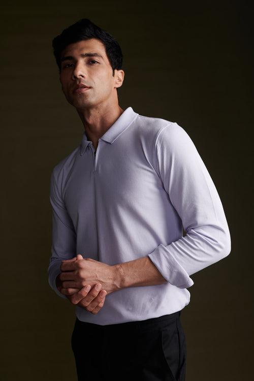 Hazey Lavender Polo Full Sleeve