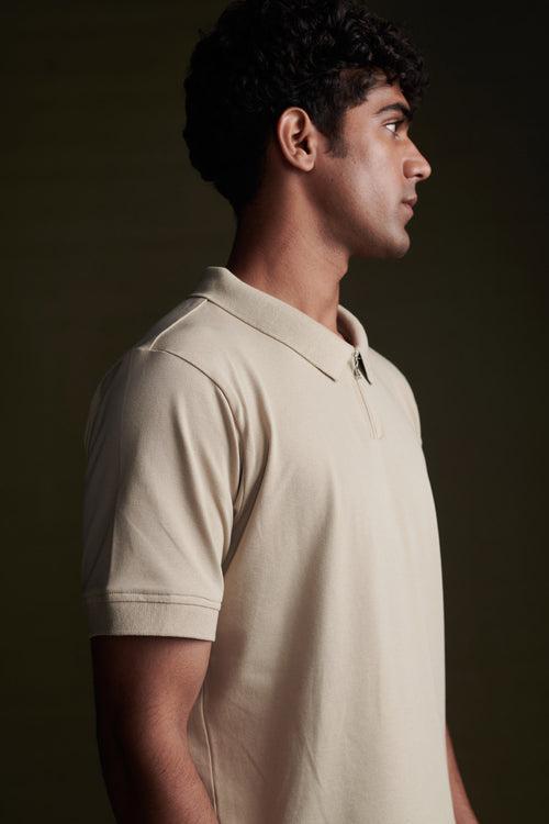 Pure Beige Half Sleeve Polo