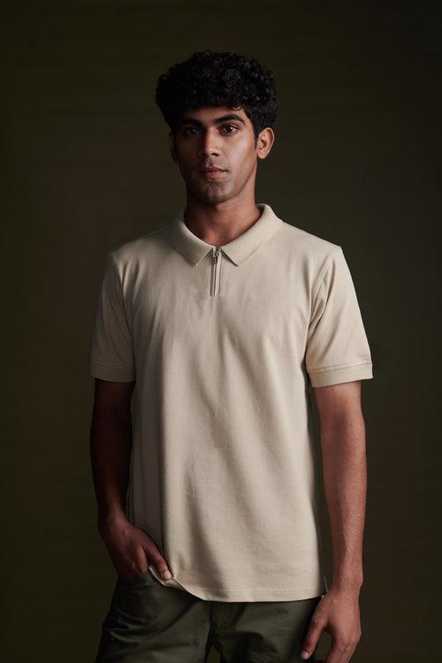 Pure Beige Half Sleeve Polo