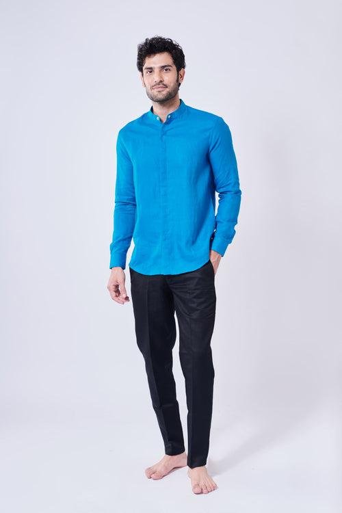 Turkish Blue Linen Shirt